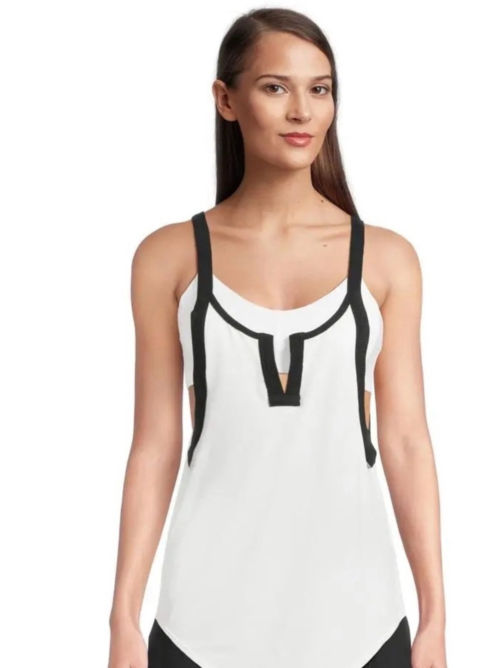 Women's White Tank Top with Black Trim - Brand